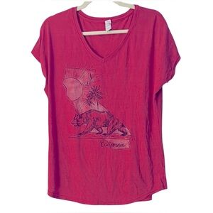 Anvil Red Short Sleeve V-Neck Tee Size L